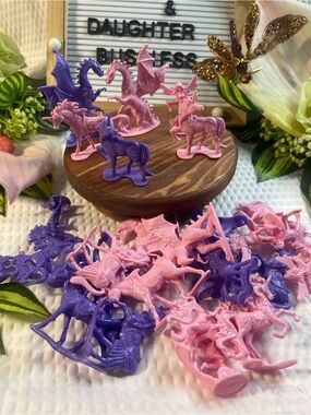 Fantasy Fairy Unicorn Dragon Figure Lot Pink Purple Toy Army 25pc